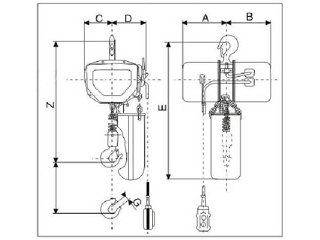 日立款環(huán)鏈電動葫蘆設計圖